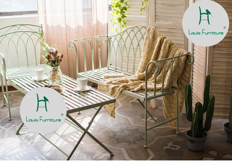 Луи Мода садовые стулья послеобеденный чай Железный художественный декор мебель двойной стул складной чай открытый двор
