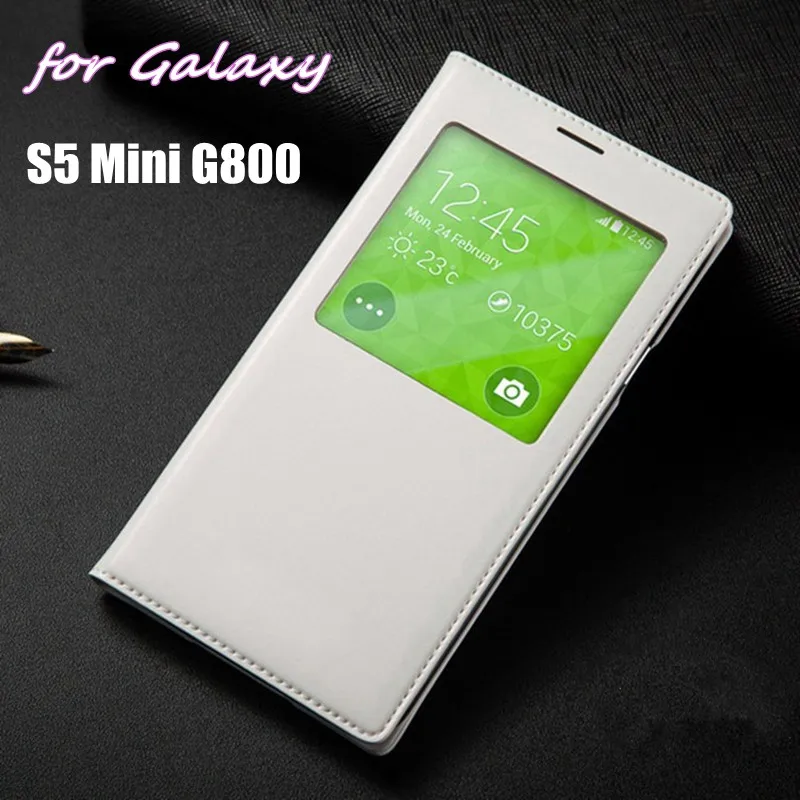 

Smart View Shell Auto Sleep Wake Up Flip Cover Battery Housing Case With Chip For Samsung Galaxy S5 Mini G800 G800F G800H G800M