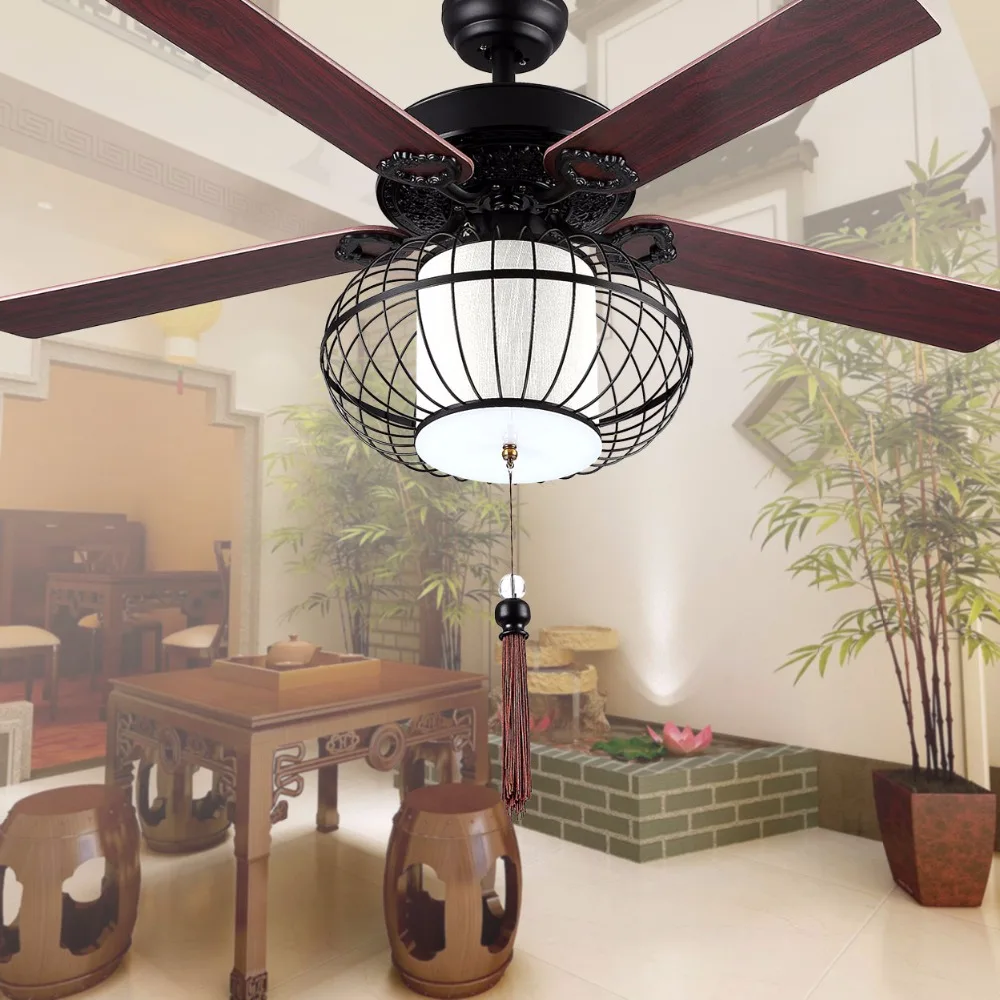 Китайская люстра-вентилятор 5215 с встроенные светильники декоративный потолочный вентилятор