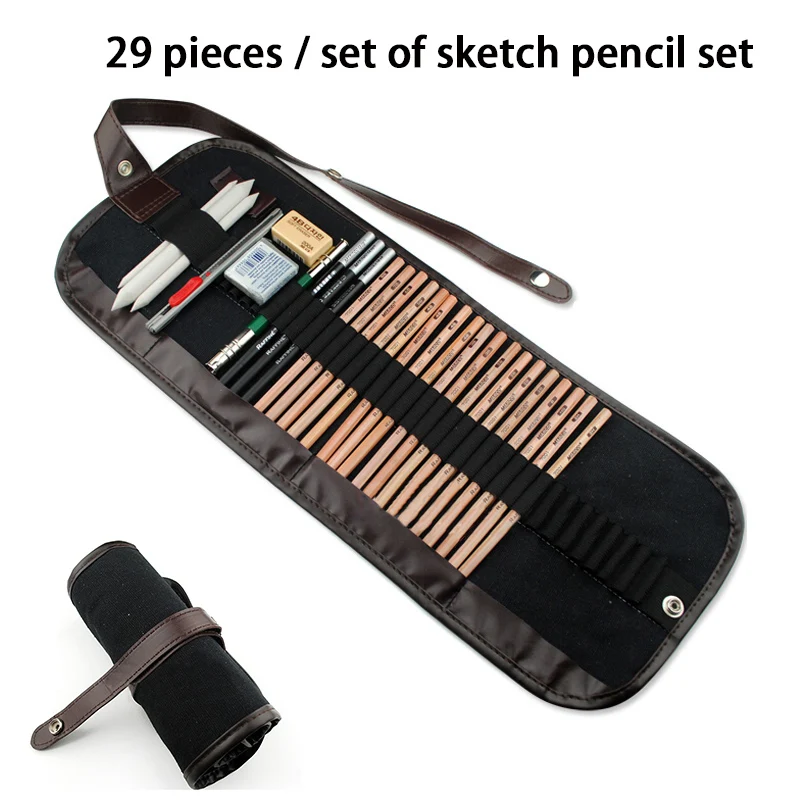 

29pcs Sketch Pencil Set Professional Sketching Drawing Kit Set Wood Pencil Pencil Bags For Painter School Students Art Supplies