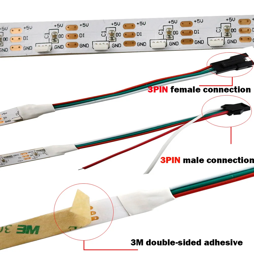 1 м 2 м 3 м 4 м 5 м прибор приемно-SK6812 DC5V 60 светодиодов/M WS2812B IC tltra тонкий шириной 10 мм SMD 4020 сбоку Светодиодная лента, ПХБ белого не обладает водонепроницаемостью