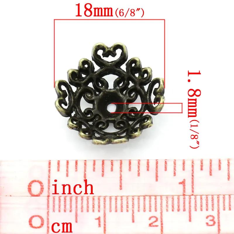 DoreenBeads цинковые бусины из металлического сплава крышки цветок античная бронза