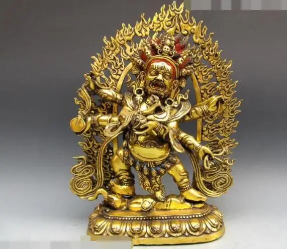 

S06249 20 Tibet Copper Bronze Gild Six Arm Sadbhuja MaHaKaLa DHARMAPALA Buddha Statue