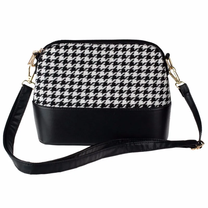 

Women Shell Handbag Houndstooth Leather Zipper Shoulder Bags Tote Purse Women Fashion Messenger Satchel Bag Bolsas De Marca#7015