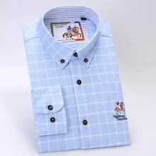 Мужские рубашки из хлопка с длинными рукавами и рисунком буйвола в клетку, с вышитым логотипом, с воротником на пуговицах, повседневные фланелевые топы, рубашка