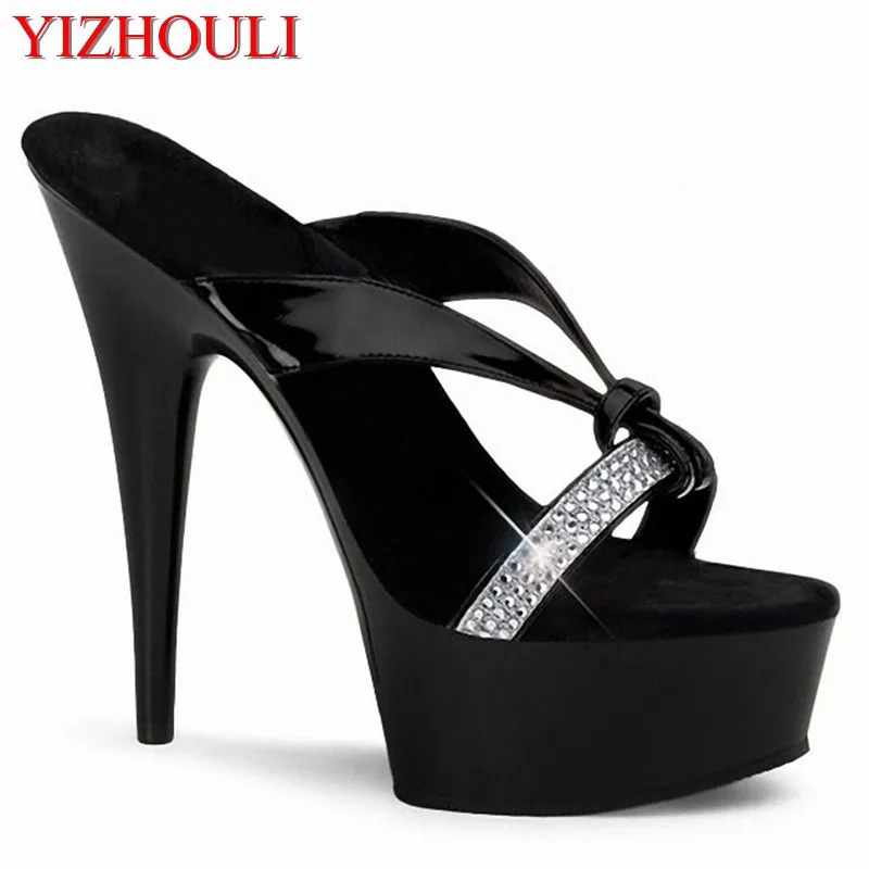 Stripper Shoes 15cm Ultra High Heels Platform Shoes Dress Celebrity Fashion Quality Rhinestone Fashion Plus Size Sandals