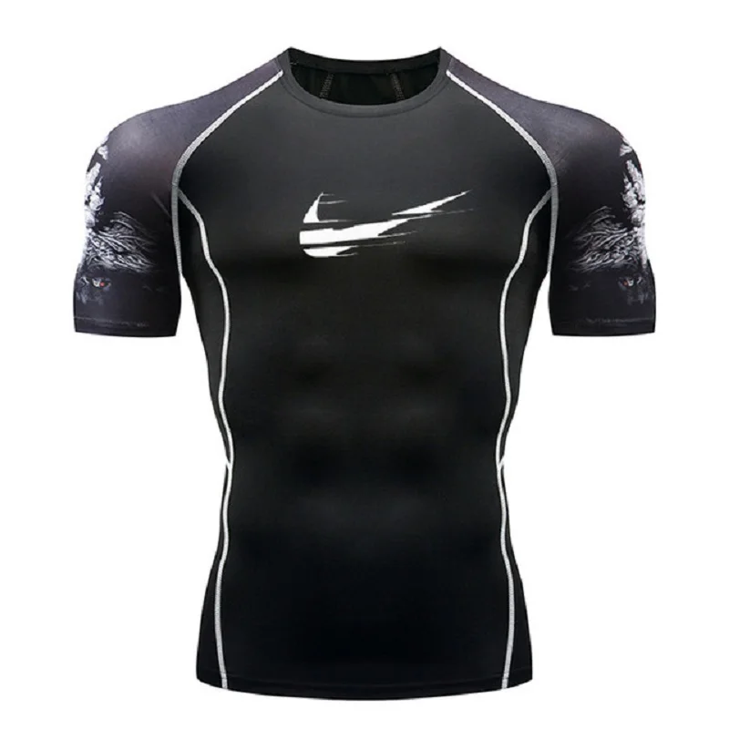 Rashguard männer Kurzarm Laufhose T-Shirt Sport männer Lauf Fitness Sportswear Bodybuilding Marke Kompression Shirt