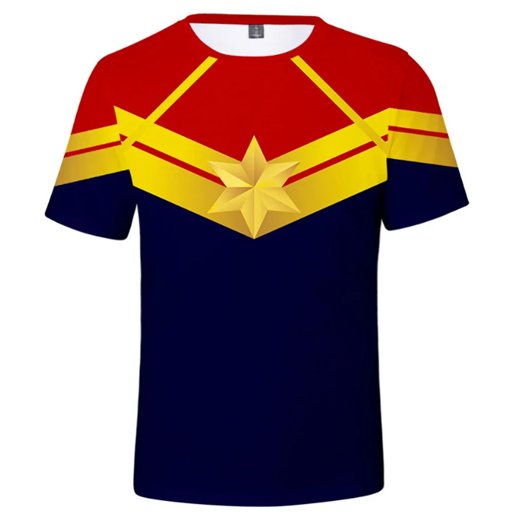 Mens Unisex Movie Captain Marvel T shirt Carol Danvers Superhero 3D