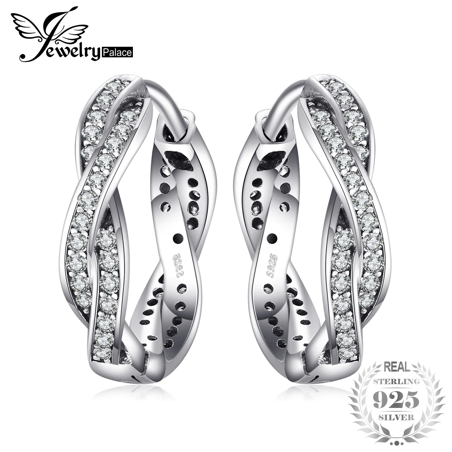 

Jewelrypalace 925 Sterling Silver Infinity Intervened Lines Hoop Earrings 2018 Fashion Sterling silver Earring For Women Jewelry