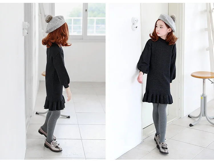 knitting sweater dresses for girls 11 10 years ruffles long sleeve little big girls princess dresses kids teenagers clothing  5 6 7 8 9 10 11 12 13 14 15 16 years little teenage big girls  children dress girls princess dress girls dress kids (15)