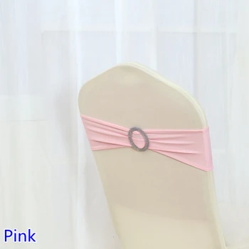 

Pink Colour Shiny Round buckles Spandex chair sash wedding chair sashes lycra stretch chair band universal hotel party show