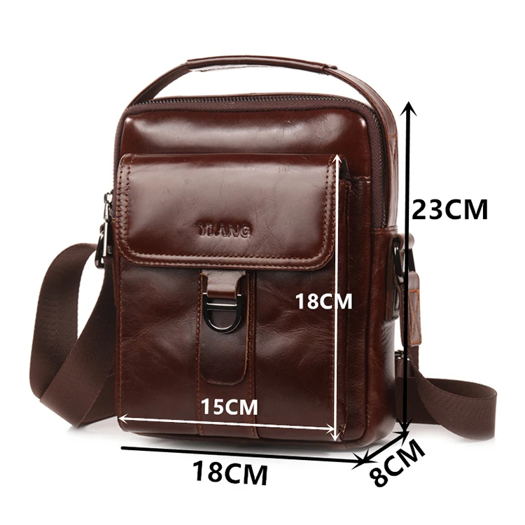 New Genuine Leather Crossbody Bag Cow Skin Men Single Shoulder Messenger Bags High Quality Casual Zipper Office Messenger Bags