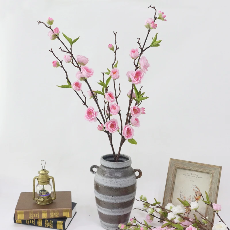 JAROWN Artificial Flowers For Plum Blossom Fake Leaves Table Arrange Silk Flowers For Wedding Home Party Decoration Accessory  (5)