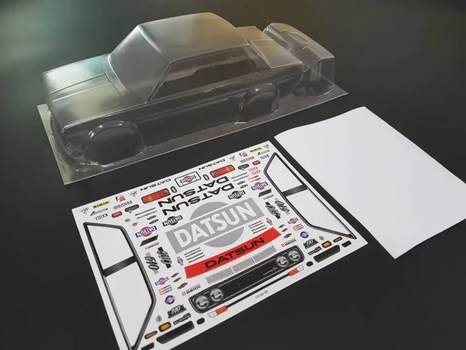 Team C TM225 Datsun 510 PC 1/10 On Road прозрачный корпус оболочки с переводной картинкой 225 мм для