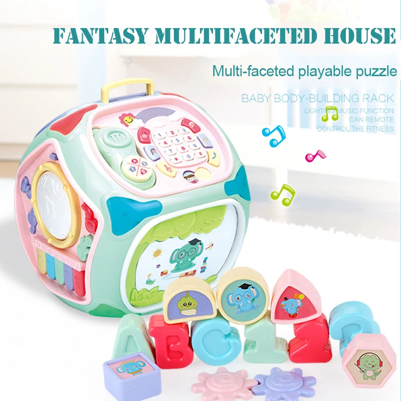 

Seven-sided Wisdom House Hexahedron Infant Multi-function Game Table Assembling Toys Early Education Learning 1-3 Years Old