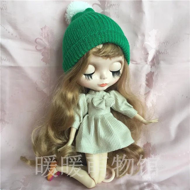 Карамельный цвет 1/6 blyth модная кукольная шляпа шерстяная шляпа 1/4 1/6 bjd кукла аксессуары вязаная шапка для blyth Кукла аксессуар - Цвет: Черный