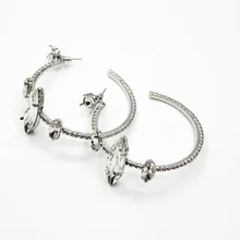 Осенне-зимние новые женские серебряные модные большие циркониевые серьги, большие серьги для ночного клуба 748