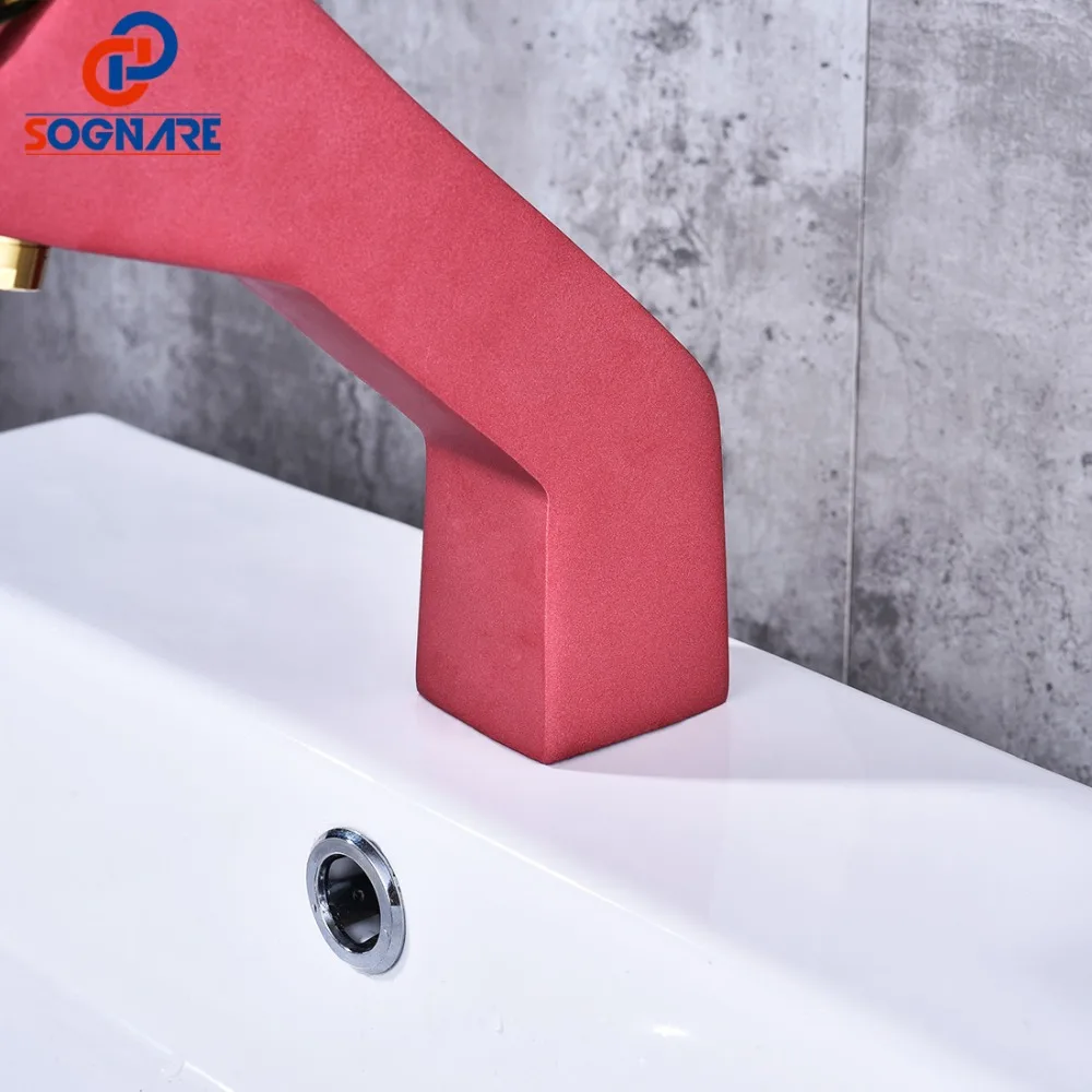 SOGNARE Ванная раковина смеситель для ванной комнаты золотая ручка медная раковина кран горячая холодная вода кран розовый кран Torneira De Banheiro