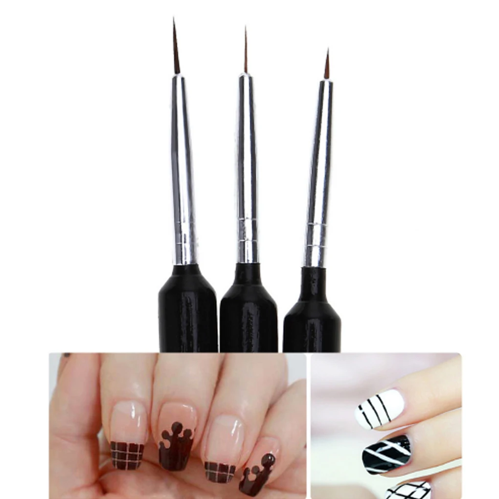 

3pcs/set Nail Art Painting Liner Brushes UV Gel Polish Tips French Lines Stripe Grid Petal Flower Dotting DIY Drawing Pen
