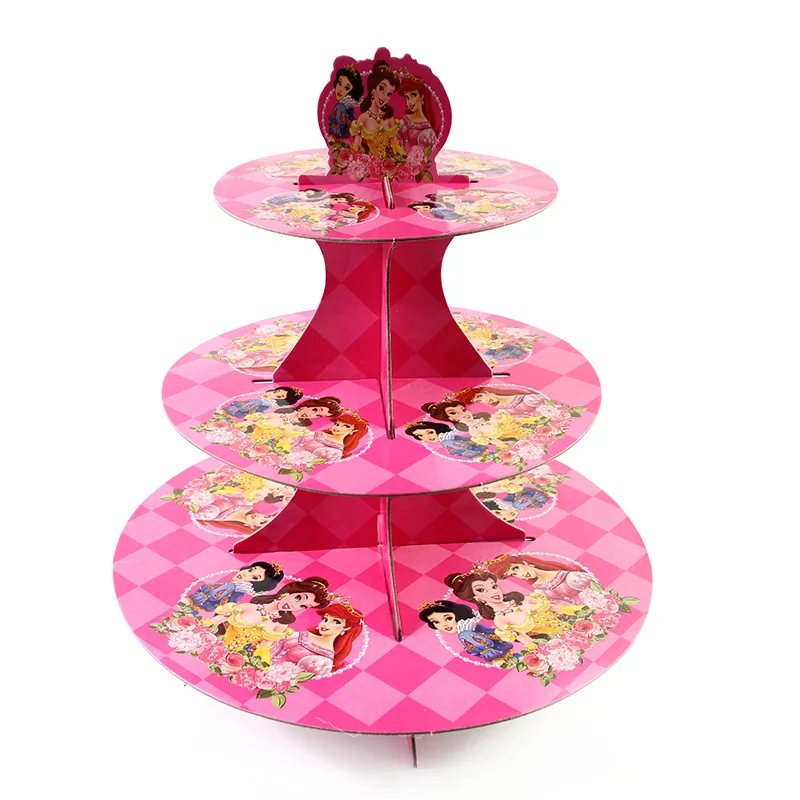 

Princess Cake Rack 3 Tier Baby Birthday Party Decorations Supplies Cardboard Cupcake Stand Hold Party Supplies