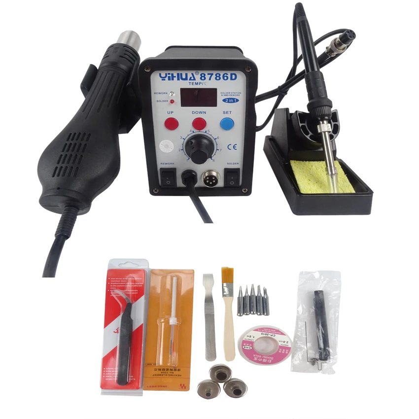 

YIHUA-8786D Welder With Gun And Soldering Iron Machine 110/220V Soldering Iron Holder Repair Machine Welding Machine 1PC