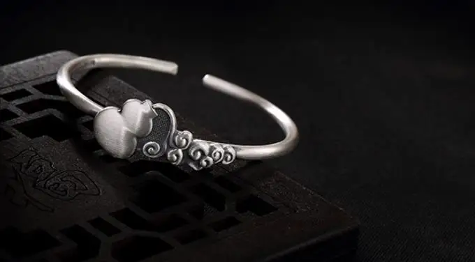 

JOOCHEER Sterling S999 999 silver Bangle gourd vintage trendy bracelet size adjustable