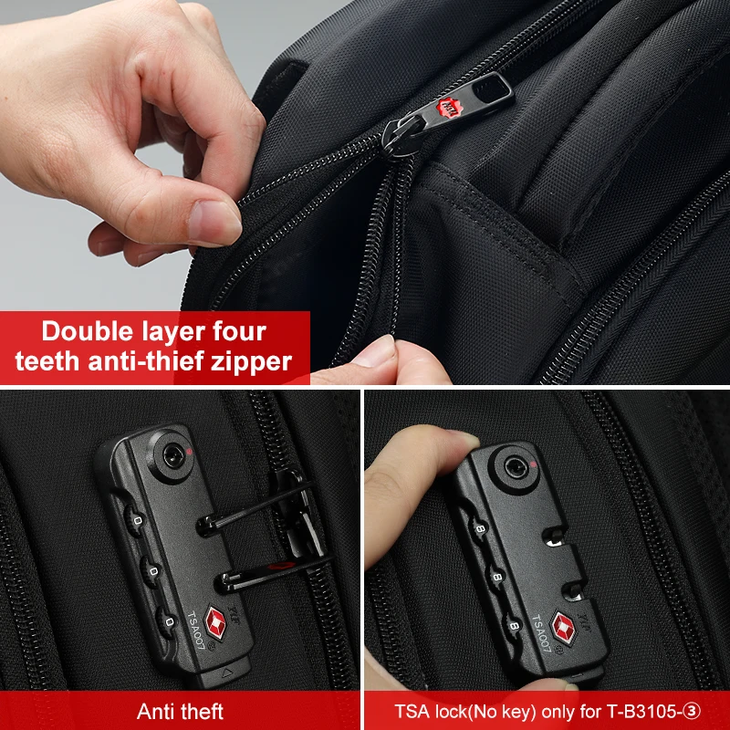 Tigernu impermeable de 15,6 pulgadas del ordenador portátil mochila NO clave de la TSA Anti robo hombres mochilas de adolescentes mochila bolso hombre mochila