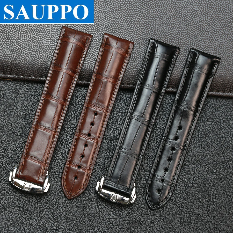 SAUPPO крокодиловая кожа Banboo зерна Джентльмен часы аксессуары Подходит для Speedmaster Deville Seamaster