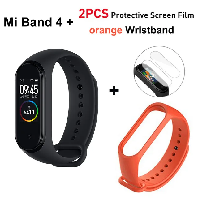 Xiaomi mi-браслет 4 смарт-браслет 3 AMOLED экран mi Band 4 Bluetooth пульсометр Фитнес Спорт 50 атм водонепроницаемый смарт-браслет - Цвет: Add Orange Strap