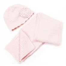 Ручная работа, коза, кашемир, Вязаная Детская кепка, шарф, комплект, детские зимние Цветочные витые 2 шт., 18x150 см, розничная, опт