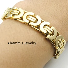 Мужской браслет из нержавеющей стали золотого цвета, Византийский браслет, цепочка в стиле хип-хоп, горячая новинка, Мода, ювелирное изделие, опт, качество KB006A