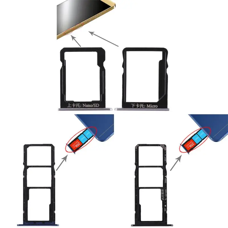 Лоток для sim-карты, двойной слот, держатель, контейнер, запасная часть для huawei Honor 6 Plus/Honor 7A