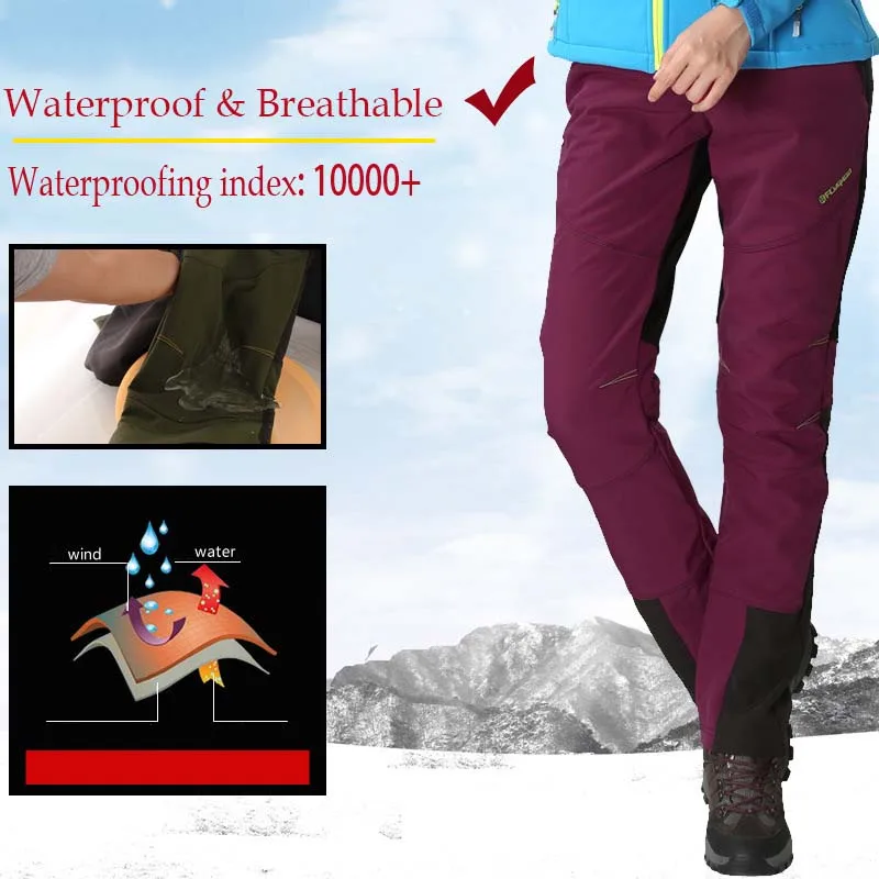 2018 invierno hombre chándal pantalones de senderismo al aire libre Softshell pantalones impermeable Camping Trekking polar pantalones de esquí