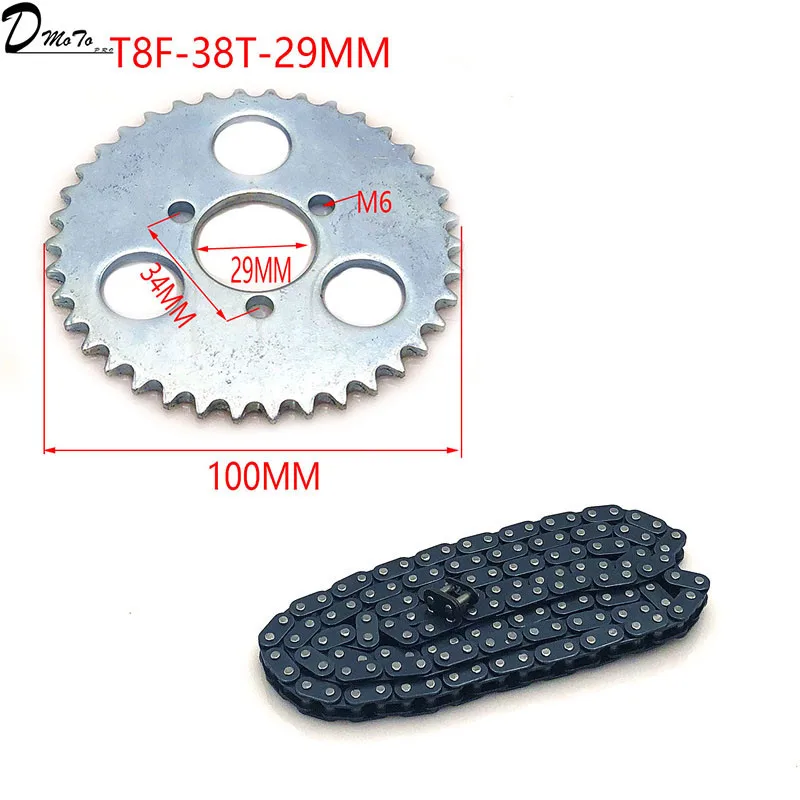

47cc 49cc T8F chain 136 Links and 38 54 74 teeth Chain plate sprocket for mini moto atv quad 2 stroke engine parts accessories
