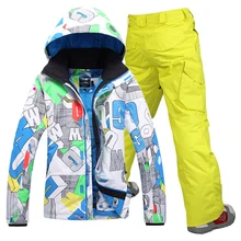 Gsou зимняя мужская лыжная куртка мужской лыжный костюм+ брюки сноуборд куртка мужская зимняя мужская куртка спортивные костюмы лыжный комплект