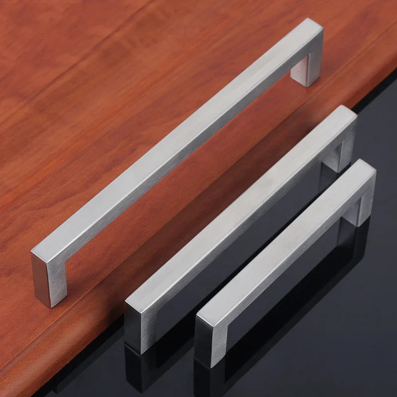 Us 4 64 20 Off Square Kitchen Cupboard Handles Bedroom Dresser Pulls 96 160mm Holes Spacing 304 Stainless Steel Modern Cabinet Hardware Knobs In