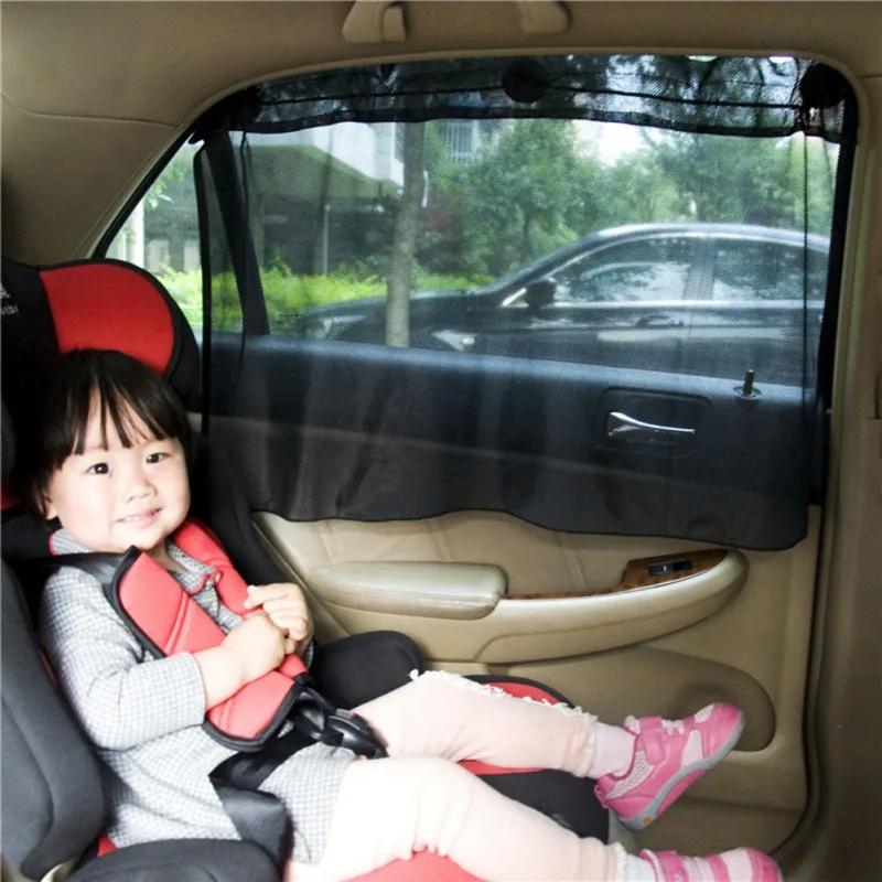 

2 Pack Car Sun Shade Side Window Curtain Sun Uv Protection Mesh Fabric + Suction Cup/ Made for Windshield Side Windows BLACK New