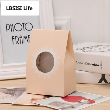 

50pcs Cake Food Colorful Paper Box With Window Boxes Christmas Birthday Wedding DIY Party Candy Gifts Packaging 10*15*6cm
