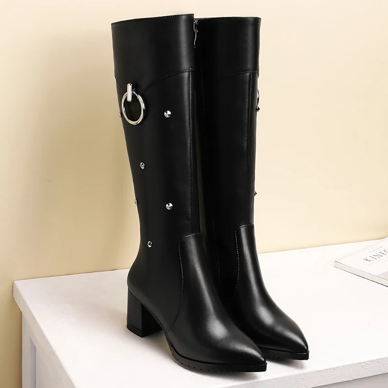

Winter leather ladies high heel boots
