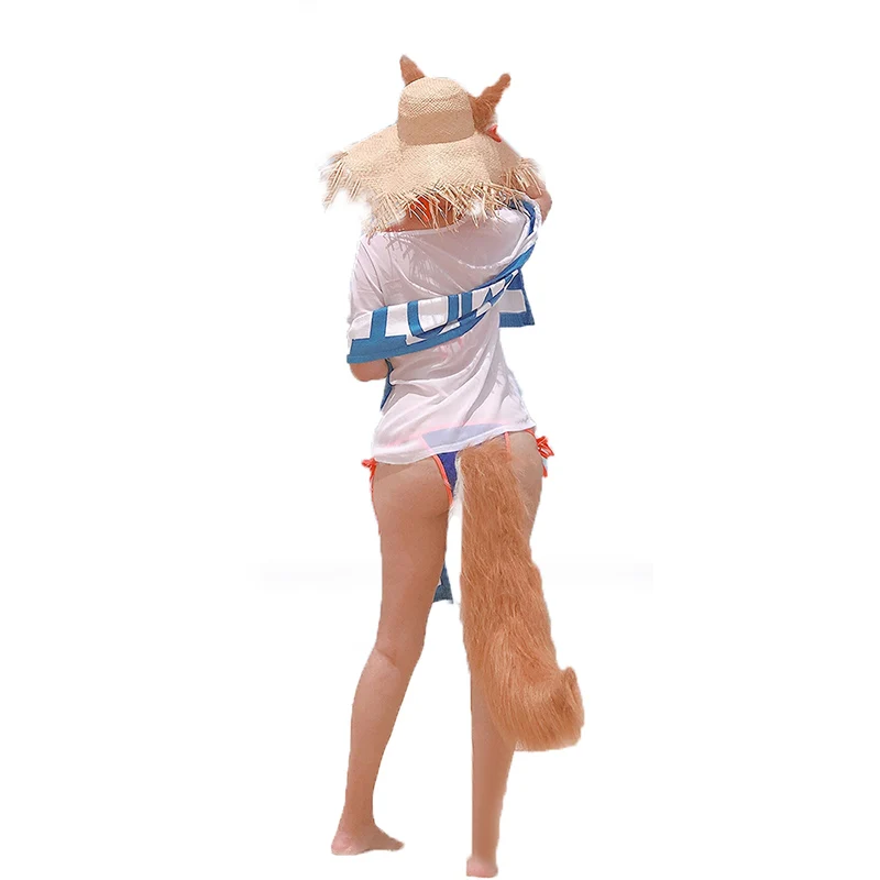 

Fate Grand Order Servant Lancer Tamamo no Mae Swimsuit Cosplay Costume with accessory and hat and tail