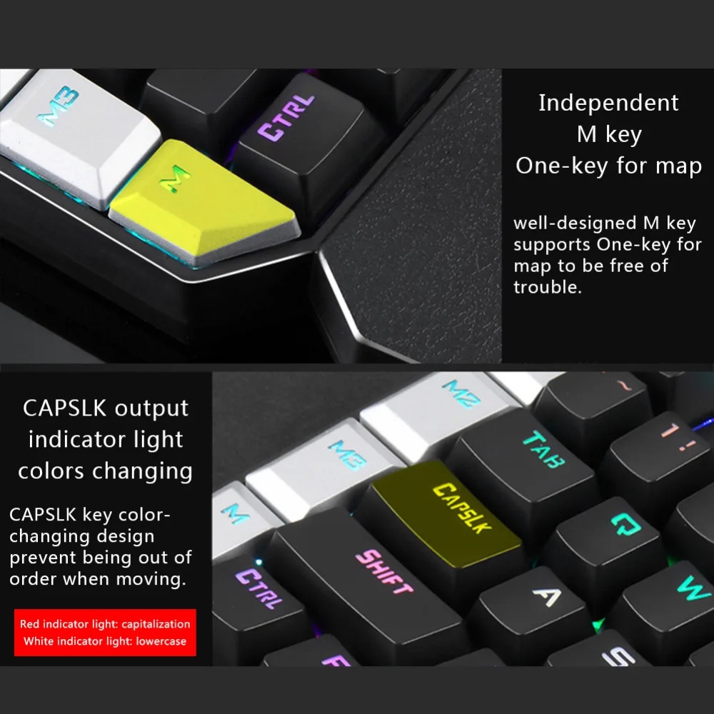  Cool Gaming Keyboard One-Handed Mechanical Keyboard for PUGB Mobile Game Left-Hand Keyboard PC Lapt