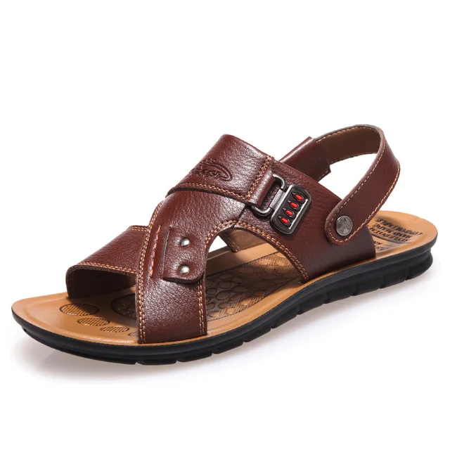 Buy Mengyusha Summer Men Leather Slides Sandals Shoes