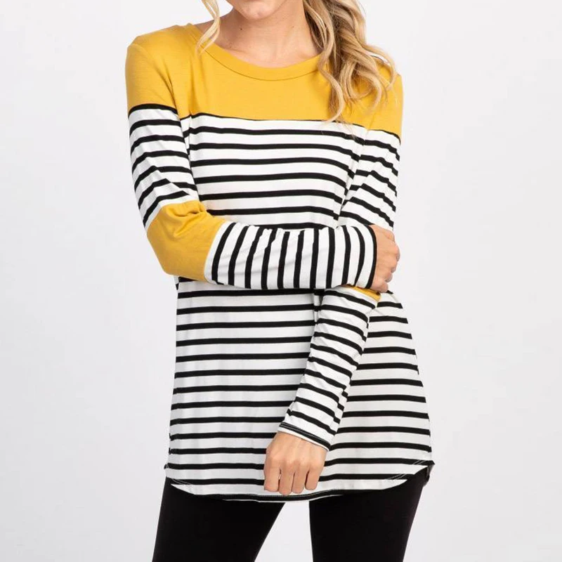 Women Fashion Casual Loose Blouse Shirts Woman Long Sleeve Striped O-Neck Blouse Shirt Wide Tops Femme Blusas Autumn Shirt Blusa