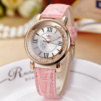 

Fashion Ladies Watch Women Leather Strap Rhinestone Quartz Women's Watch Gift Rose Gold Clock reloje mujer 2018 montre femme