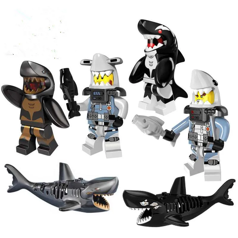 

Single Sale Ghost Zombie Shark Action figure Bricks Pirates of the Caribbean Building Bricks Toys legingly For Children