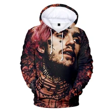 

lil peep Helpless Spring and autumn Trendy 3D printing Hooded Long sleeve Male and female comfortable fashion Sexy clothing