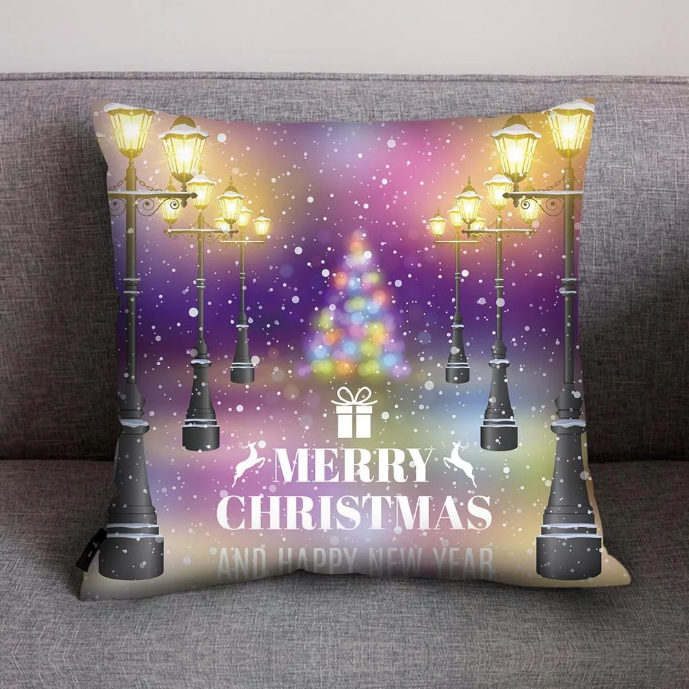 Модный чехол для подушки с принтом, полиэстеровый чехол для дивана и автомобиля, домашний декор, Рождество, год