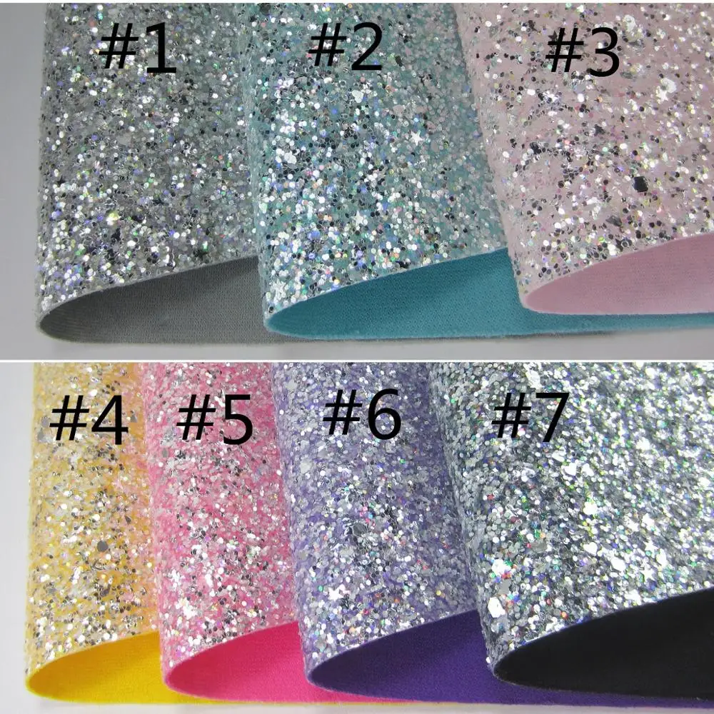 

A4 Sheet 8"X11.8" Neon Chunky Glitter Fabric Leather Faux PU Leather Fabric For craft Sewing bows DIY 1piece F0384