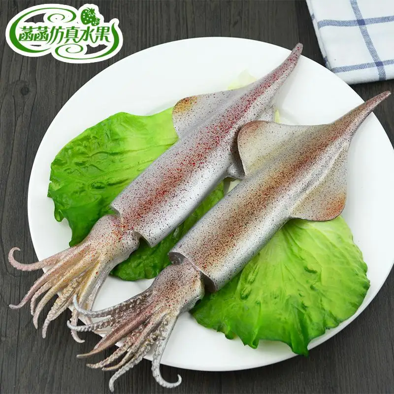 

Festive Party Supplies Artificial Decorations Foods Crafts Miniatures PVC Simulation Squid Seafood Mold Food Model