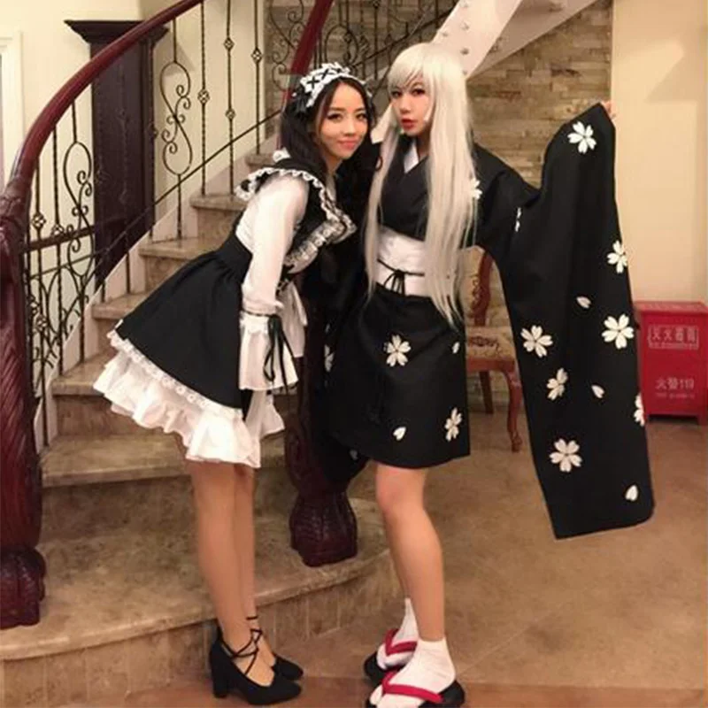 

Free Shipping Japanese Anime Lolita Girls Cosplay Costume Kimono COS Dress Maid Costumes
